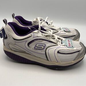 Skechers Shape Ups Womens Sz 7.5 Shoes Walking Purple White Toning Retro NWOB